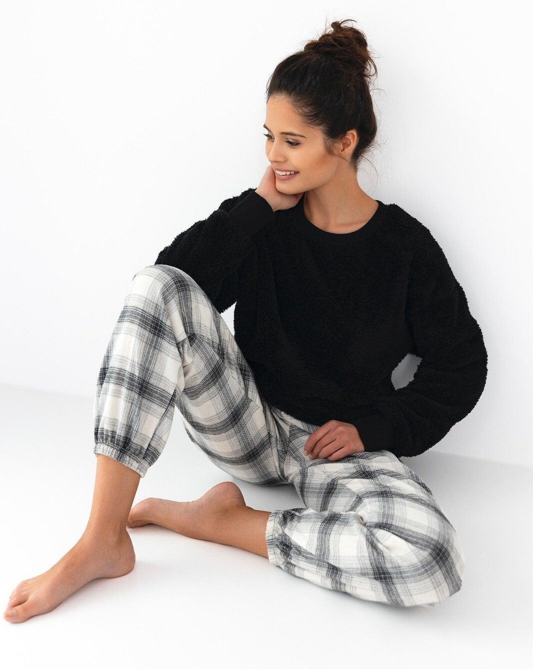 Pyjama Schlafanzug bequem, Lounge-Set (Oberteil, Hose) langarm