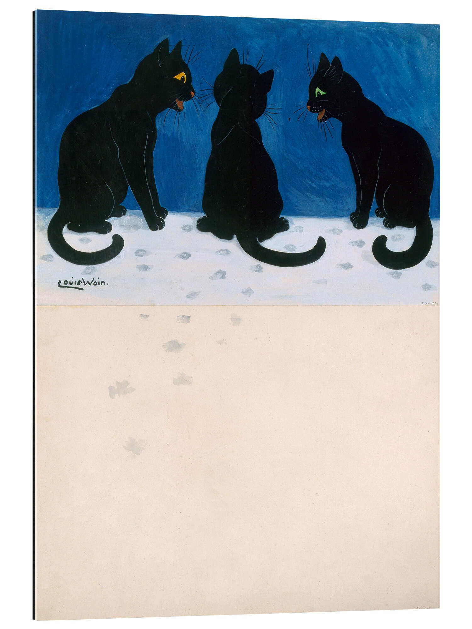 Posterlounge Wandbild Schwarze Katzen im Schnee, Louis Wain, erhältlich als Poster, Leinwandbild, Wandsticker oder Acrylglasbild