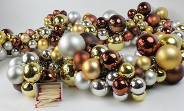 Lucht Weihnachtsbaumkugel Kunststoff MIX-Kugeln-Girlande 220 cm gold - braun - silber von Lucht