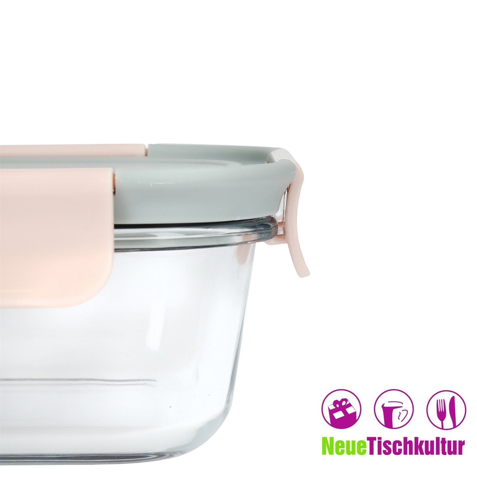 Mindful Kunststoff, Lunchbox (1-tlg) Glas, ml 300 Lunchbox Glas/Kunststoff, Neuetischkultur rechteckig,