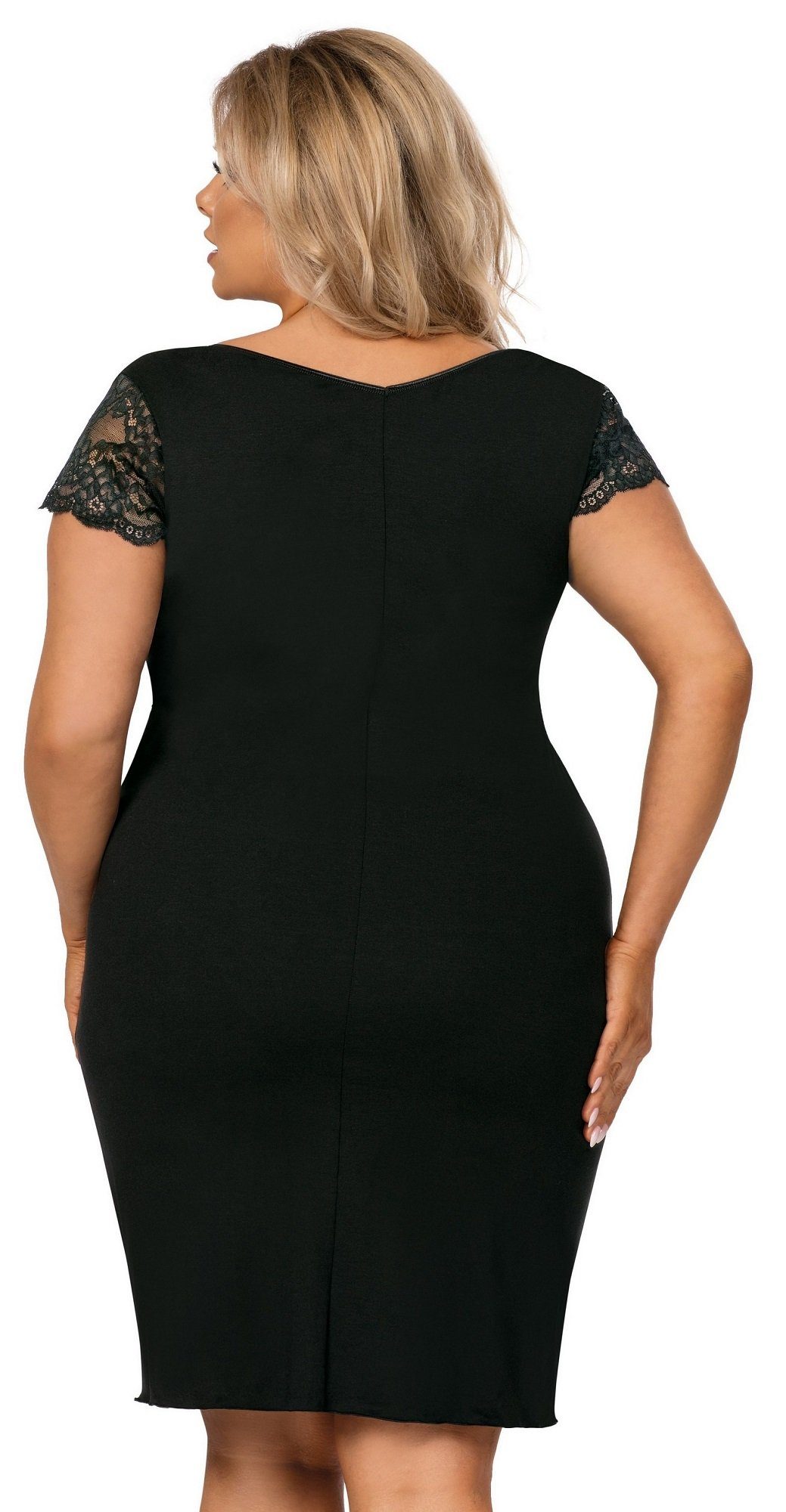 Donna Nachthemd im Sanduhr-Schnitt - schwarz betont Linien, weibliche plus size