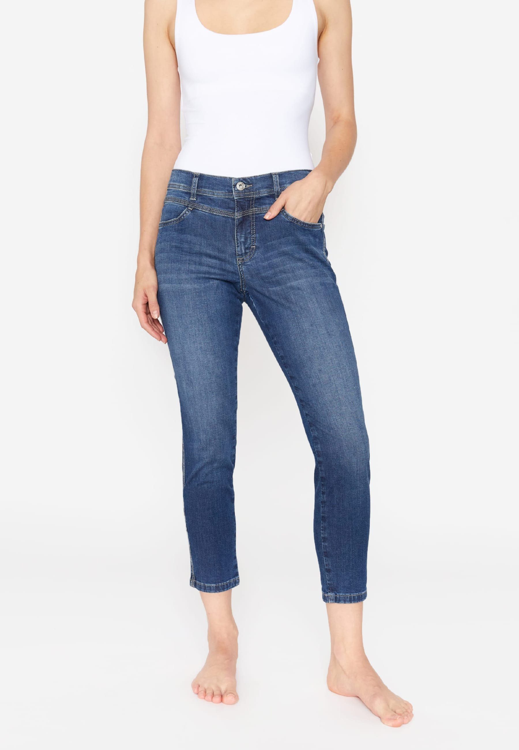 Label-Applikationen Modern 4-Pocket-Jeans Ornella ANGELS mit blau 7/8-Jeans