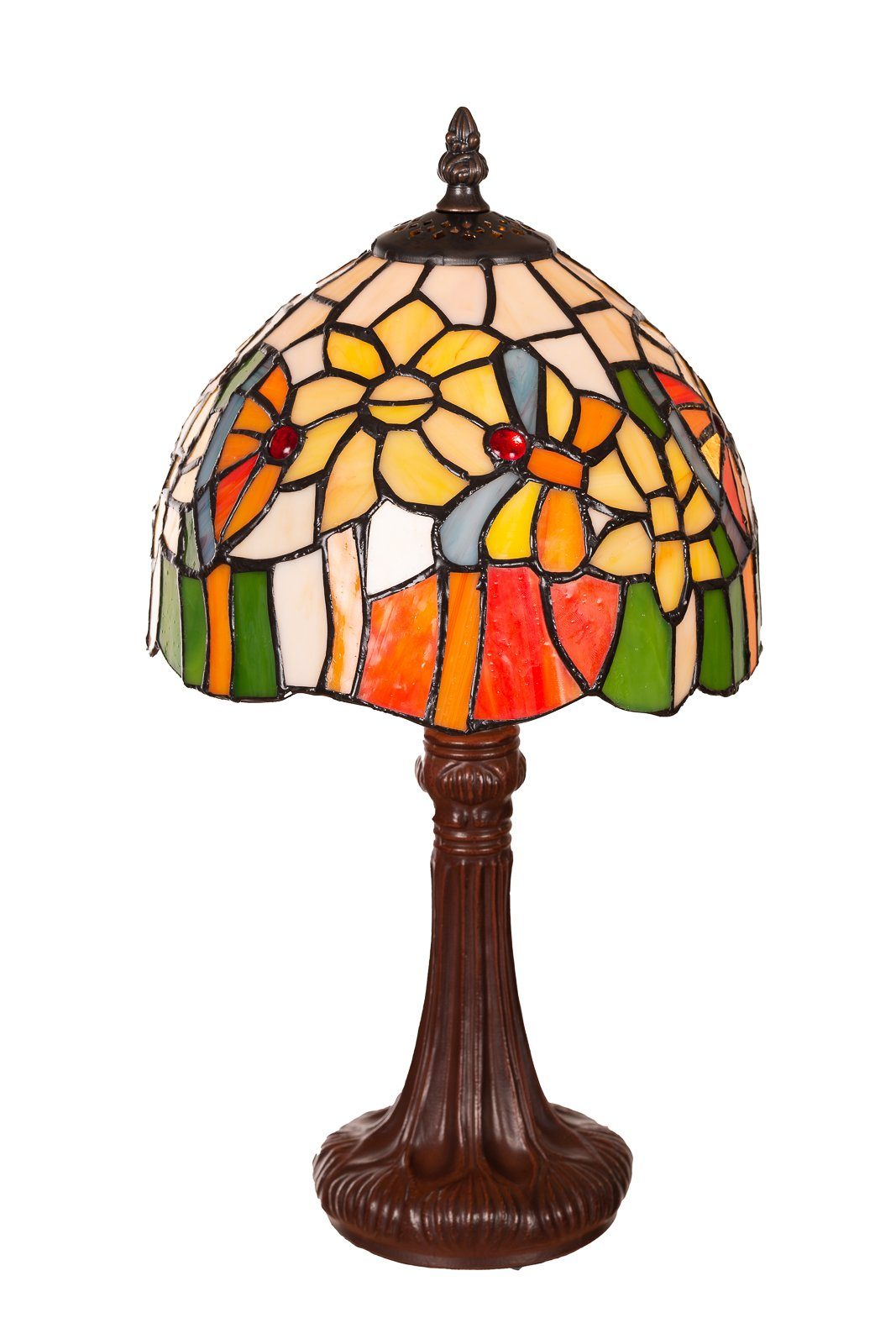 BIRENDY Stehlampe Birendy Tischlampe Tiffany Blume bunt Tiff154 Motiv Lampe