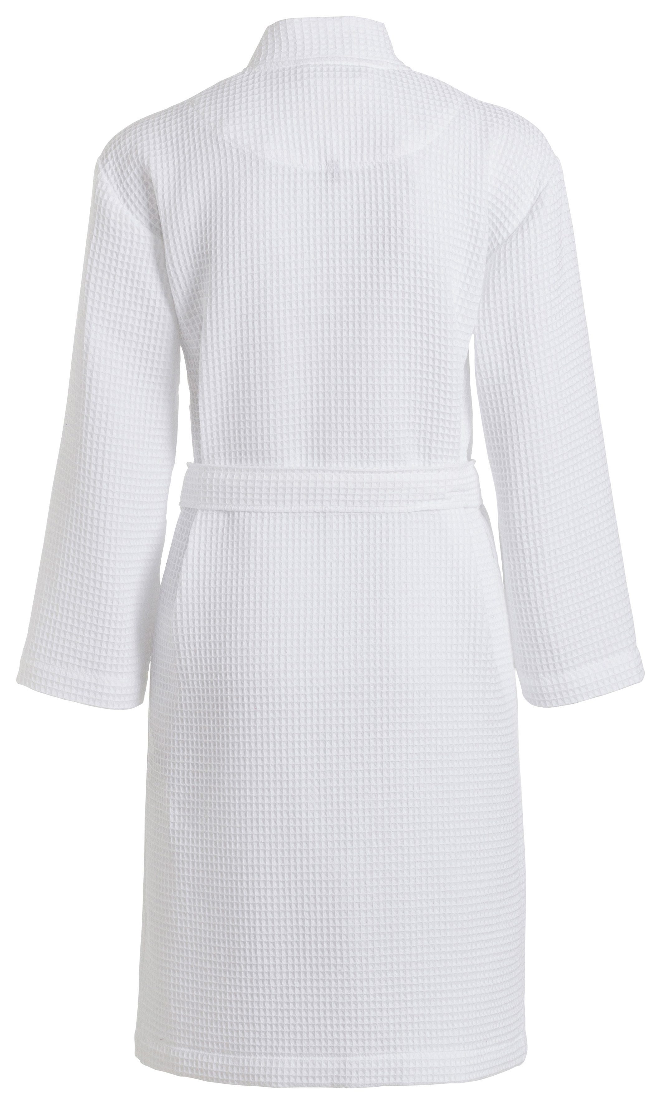 Vossen Unisex-Bademantel Rom, ideal für Sauna & Spa, Hotelbademantel, Morgenmantel, Kurzform, Waffelpiqué, Kimono-Kragen, Gürtel, für Damen & Herren, Waffelpiqué-Struktur, in leichter Qualität