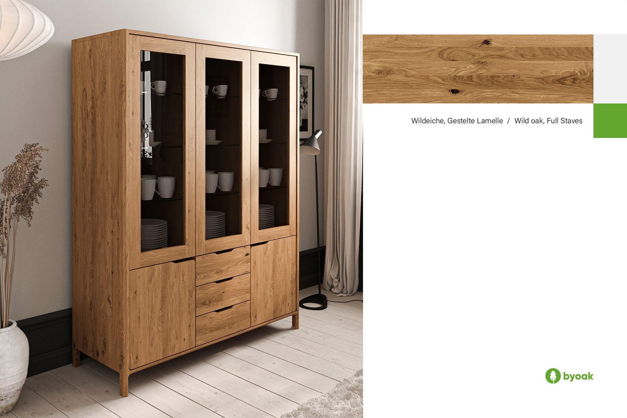 byoak Vitrine TWIG aus Massivholz Naturgeölt