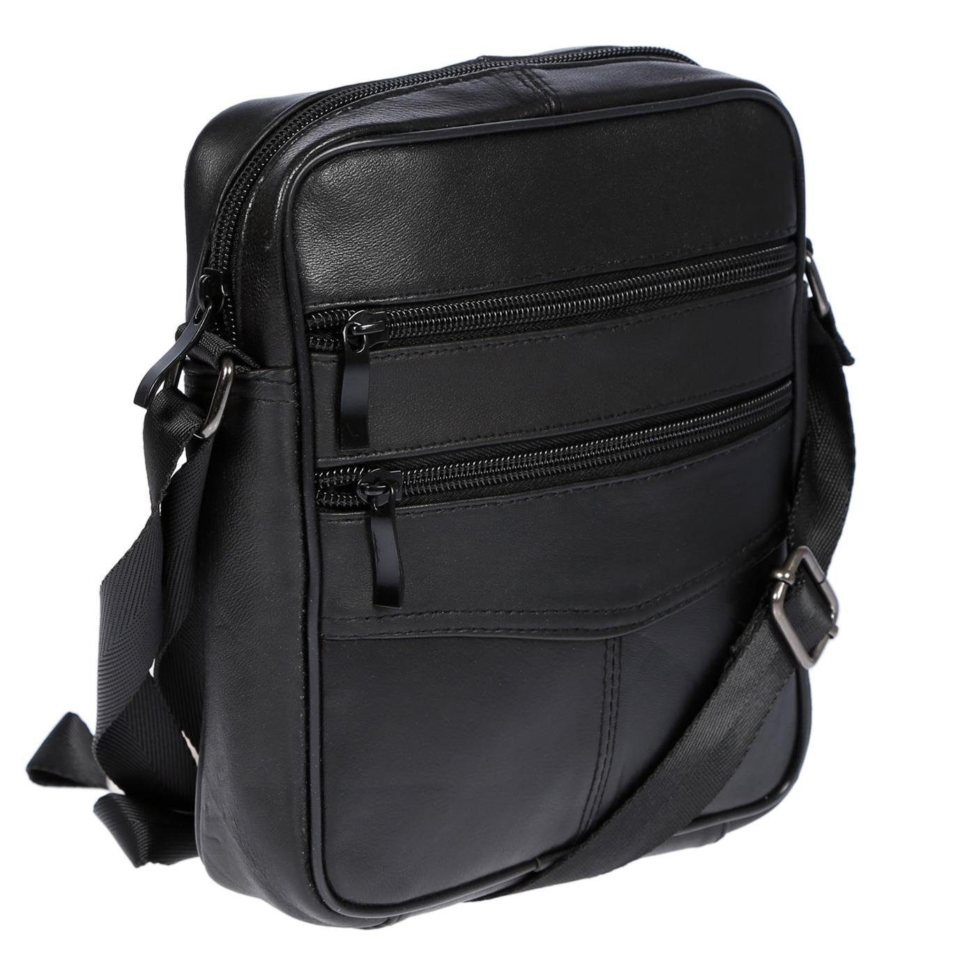 Christian Wippermann Umhängetasche Kleine echt Leder Umhängetasche Tasche für Herren, Damen Schultertasche Schwarz Bodybag Waistbag