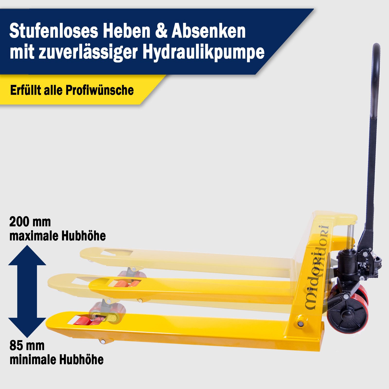 Midori pallet truck, (1 pc), hand pallet truck, pallet truck 3000kg lifting capacity, forklift pallet truck, pallet truck