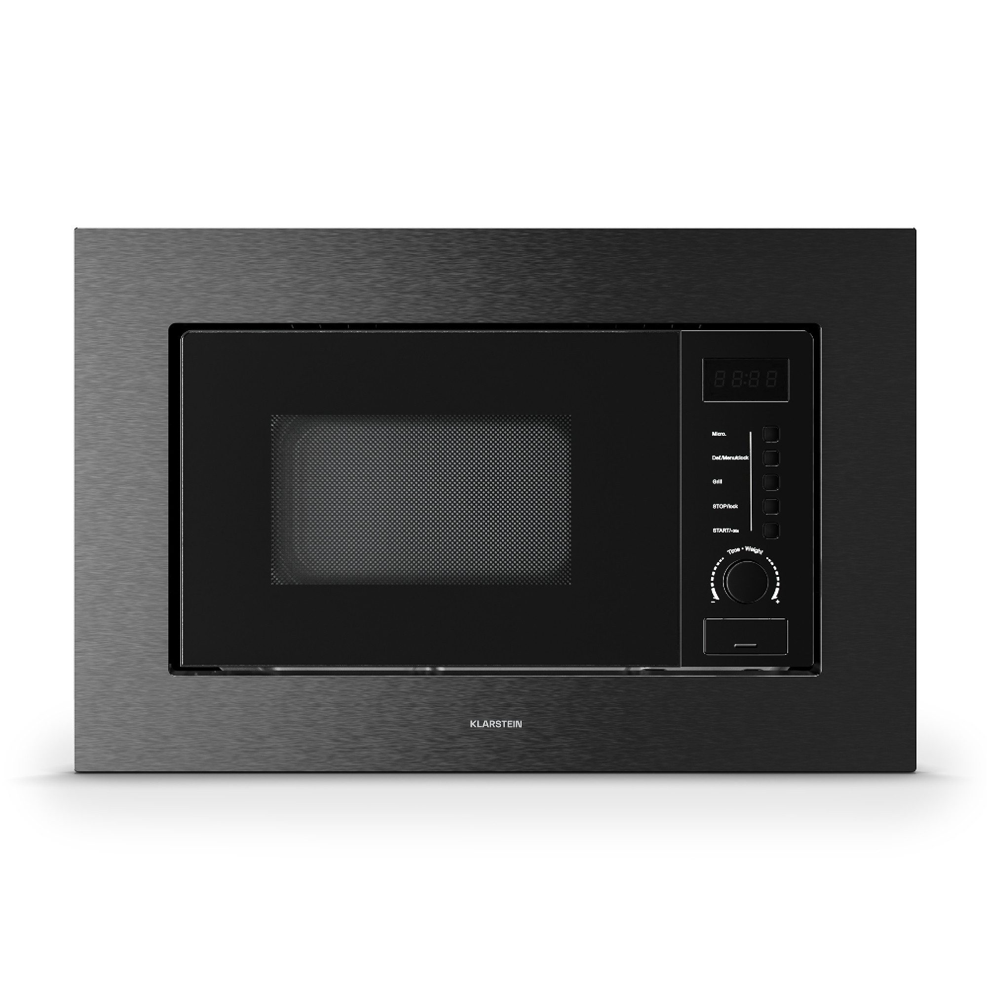 Klarstein Mikrowelle VeroSteel, Mikrowelle; Grill, 20 l, Einbau Microwave Grill 800 W 20 L LED Touch Schwarz
