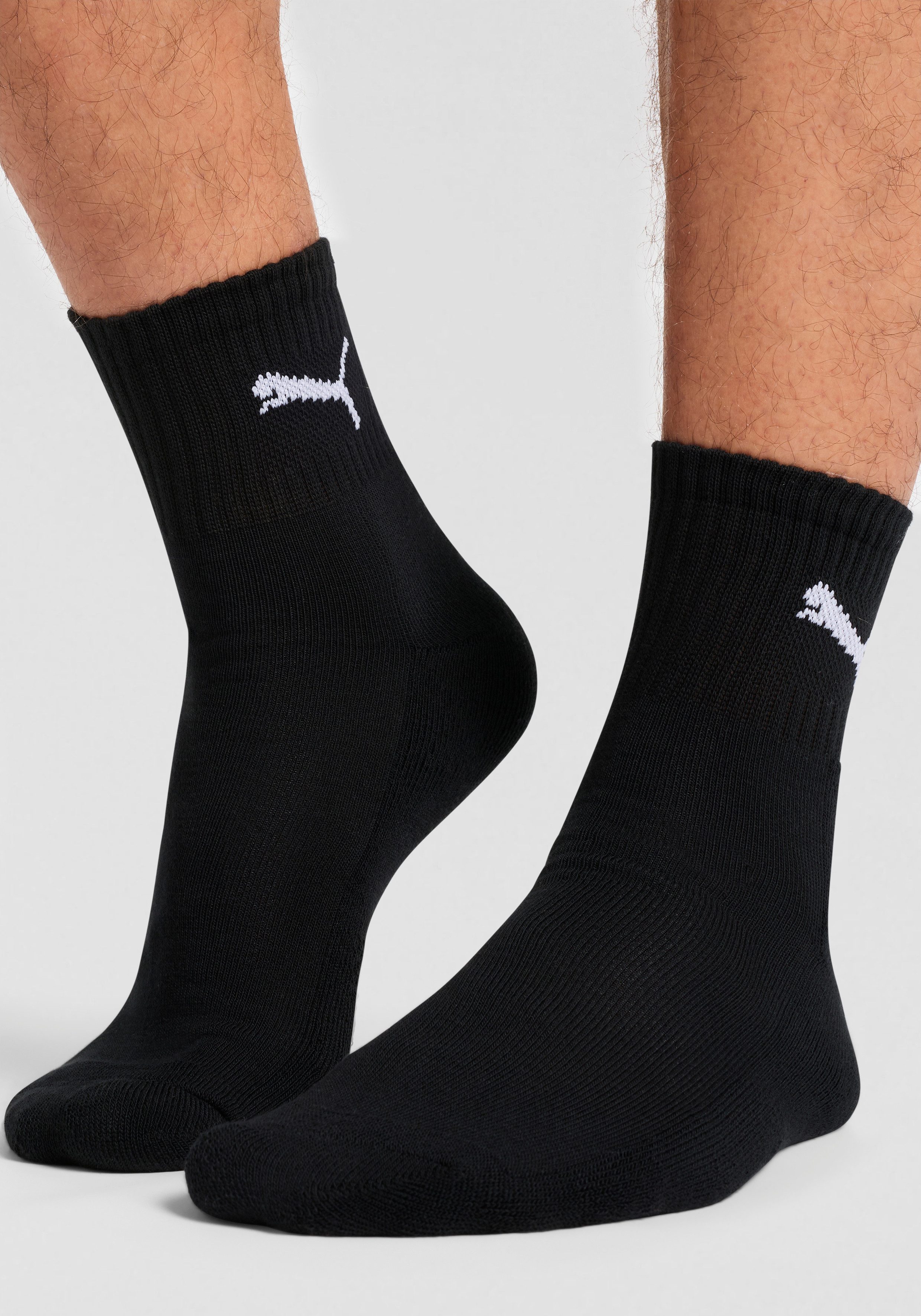 PUMA Sportsocken short crew (3-Paar) im 3er-Pack, mit gepolsterter Frottee-Sohle, atmungsaktiv, elastisch – Bild 4 von 5