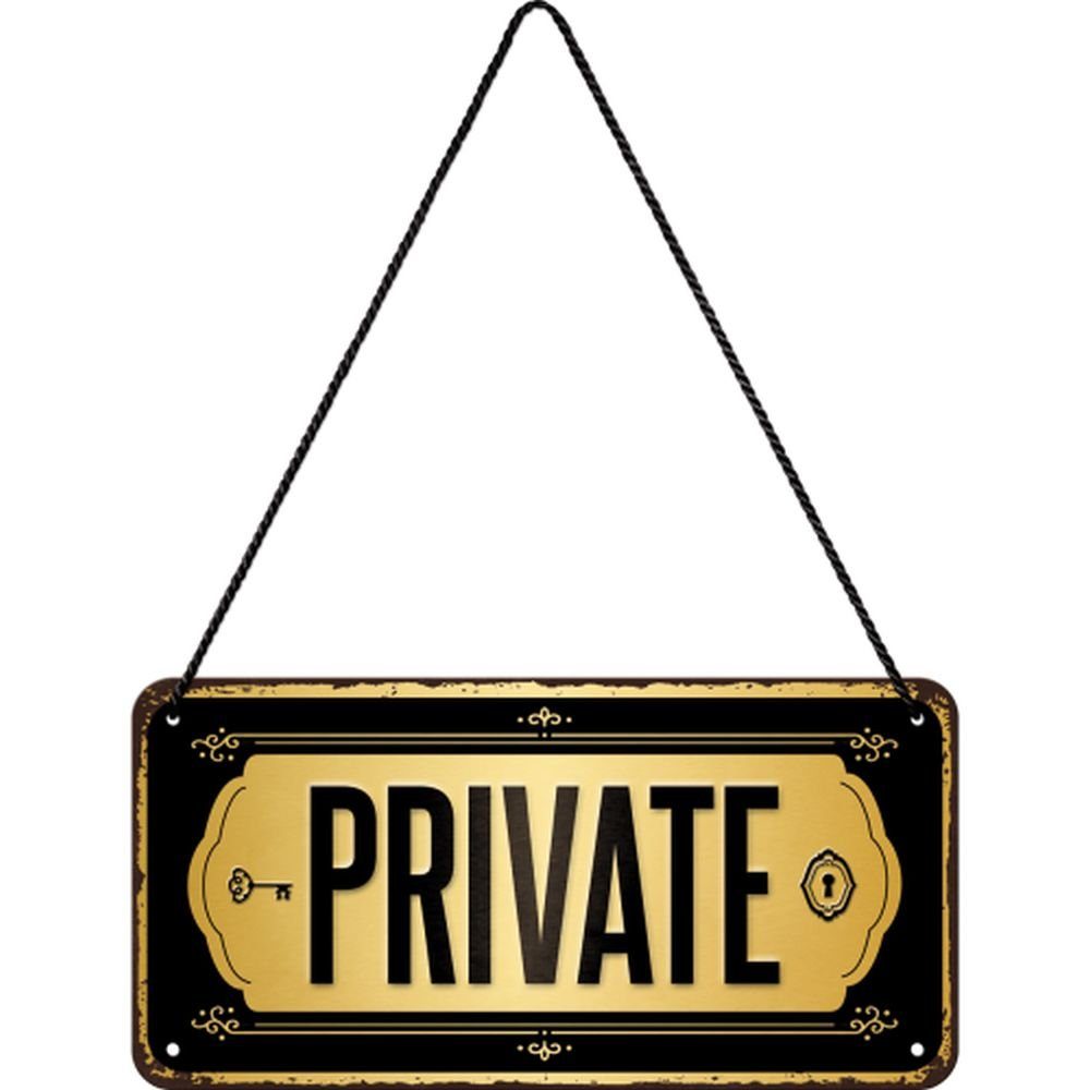 Metallschild Hängeschild - Achtung - Private