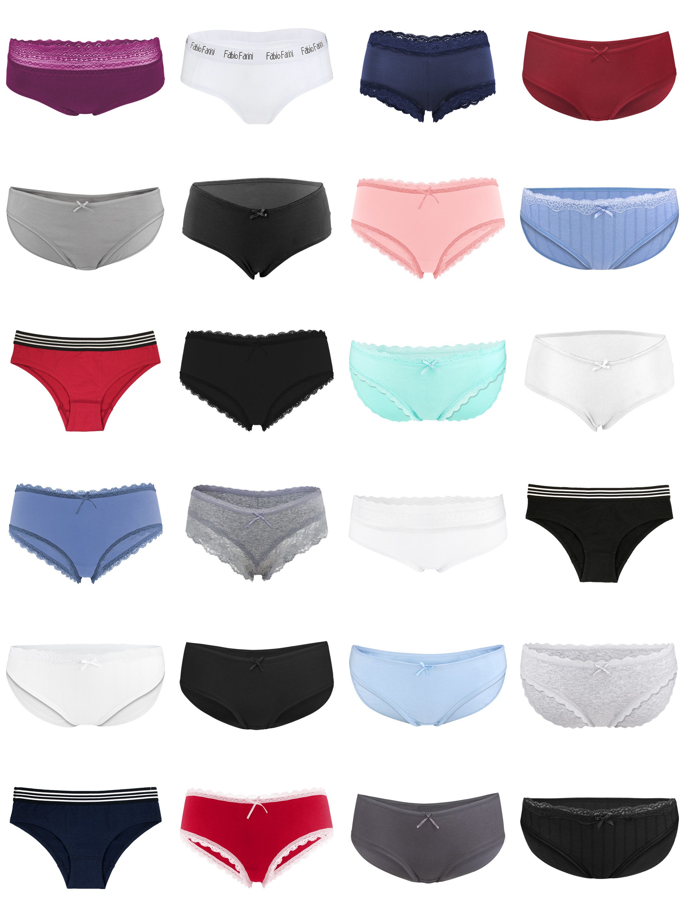 Fabio Farini Panty Frauen Unterwäsche - Mehrpack Damen Unterhosen (Spar-Set, 10-St) im sportlichen Look mit Spitze oder Schlicht, zufällige Farben