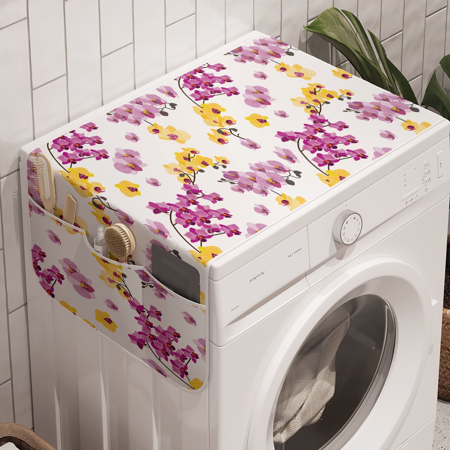 Blühend Branchen Trockner, Orchid Aloha Waschmaschine und Badorganizer für Anti-Rutsch-Stoffabdeckung Abakuhaus