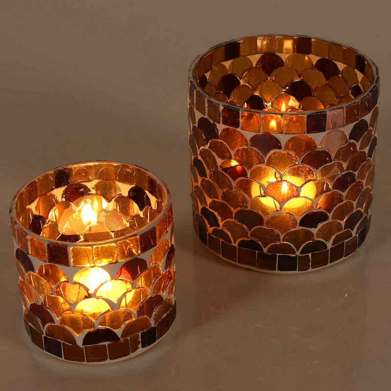 Casa Moro Windlicht Orientalisches Mosaik Windlicht Athen Gelb aus Glas handgefertigt (Boho Teelichthalter Kerzenständer Kerzenhalter, Glaswindlicht in den Größen S und M oder 2er Set bestellbar), Ramadan Dekoration Tisch Deko