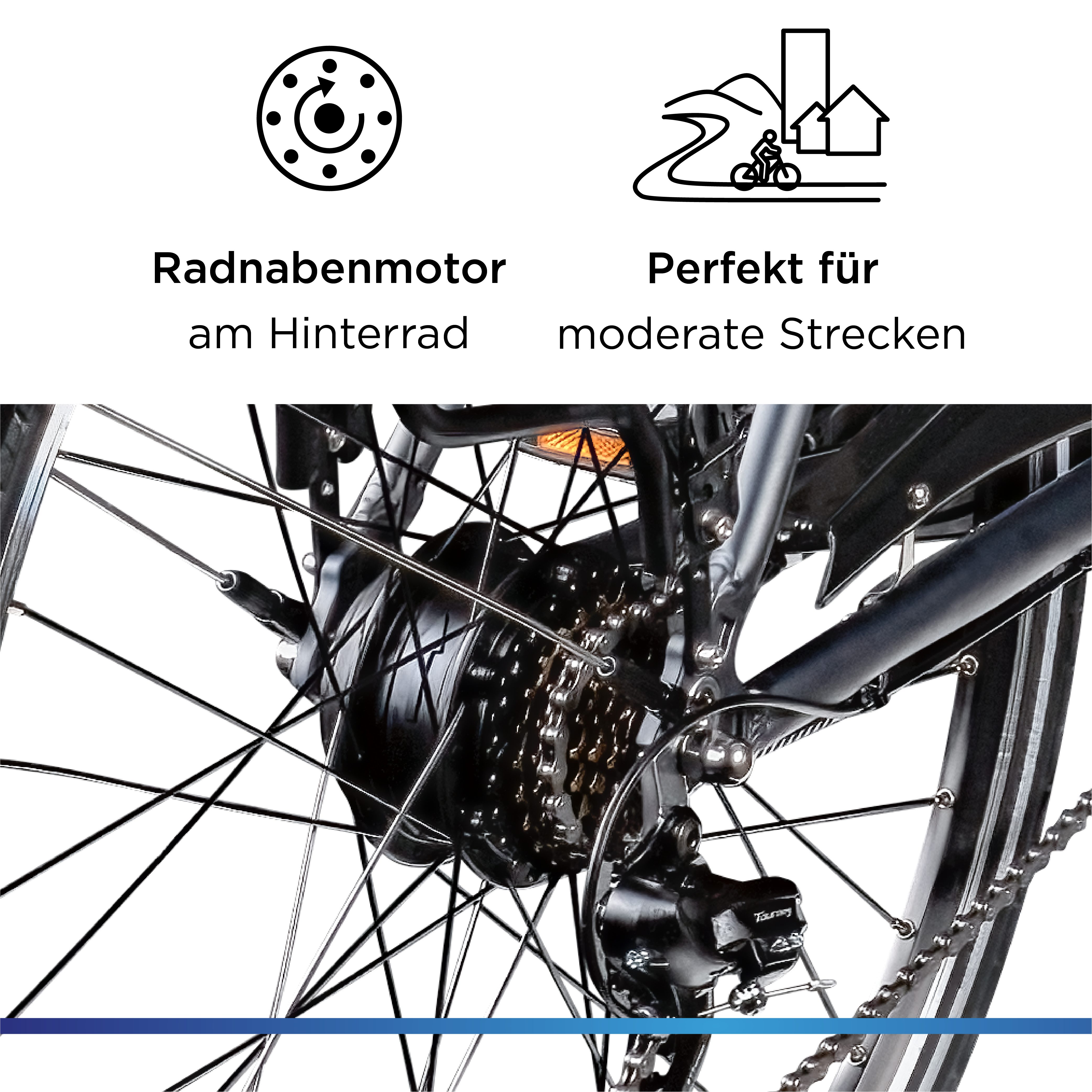 Zündapp E-Bike Trekkingrad Green 7.7 Herren, 21 Gang Shimano Tourney Schaltwerk, Kettenschaltung, Heckmotor, 536 Wh, Pedelec, Elektrofahrrad für Damen u. Herren