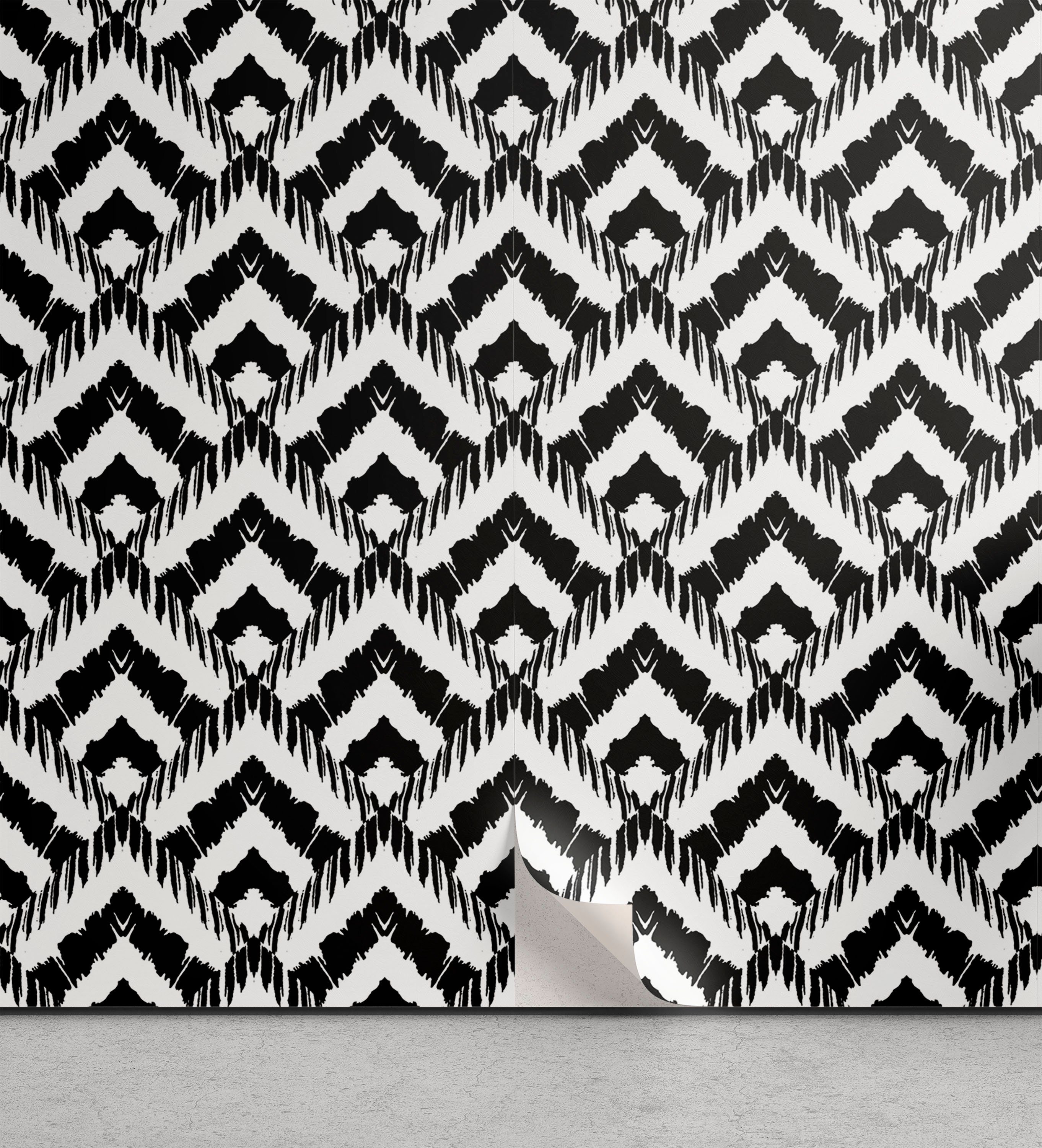 Abakuhaus Vinyltapete selbstklebendes Wohnzimmer Küchenakzent, Schwarz und weiß Chevron-Linien