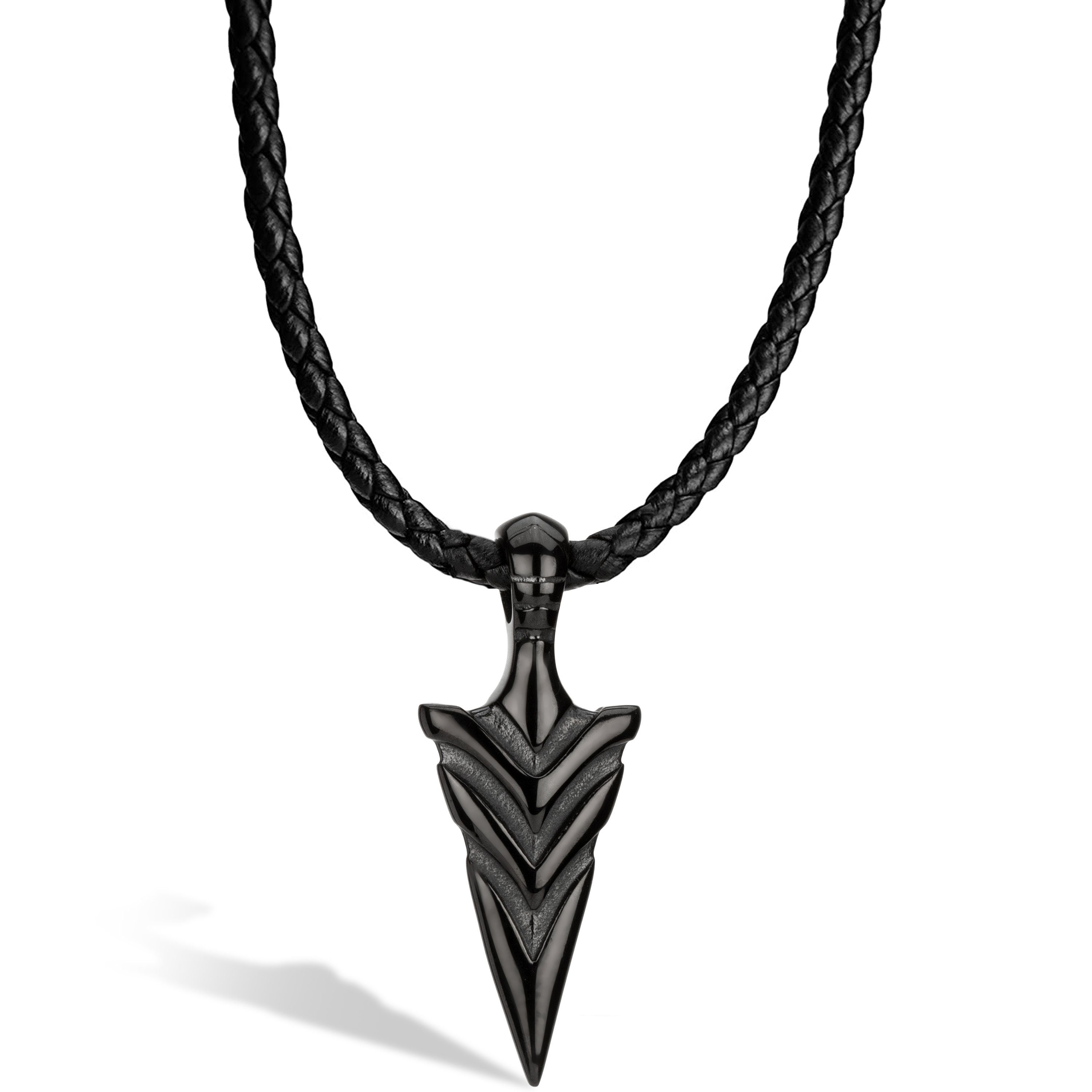 SERASAR Lederband Leder Halskette mit Edelstahl Anhänger "Arrow" (1-tlg), aus Echtleder