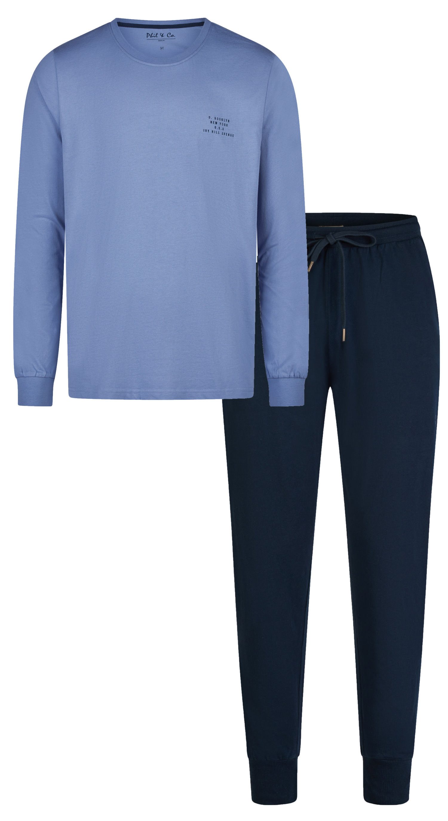 Phil & Co. Schlafanzug Herren Pyjama lang (2 tlg) Baumwolle