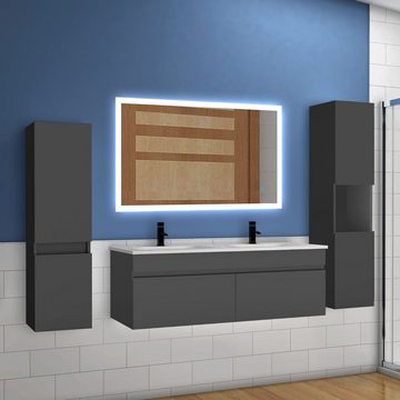 duschspa Doppelwaschtisch 120 cm Badmöbel mit Waschbecken