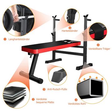 ISE Hantelbank ISE Fitness Hantelbank Drückerbank Trainingsbank mit 5 Stufen Verstellbarer Ablage( 91-110cm) und Dip-Griffen Fitnessgerät klappbar schwarz SY-544