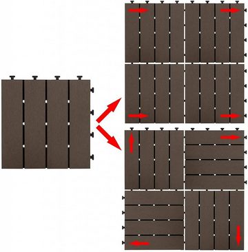 EUGAD WPC-Fliesen, 11 St., in T-Form mit klicksystem wetterfest für Terrassen