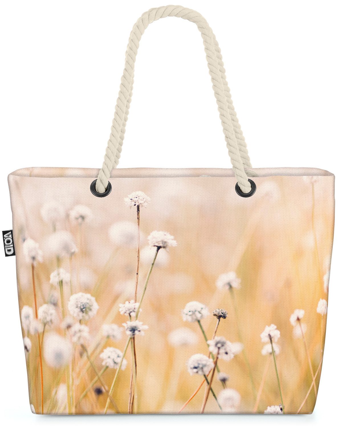 VOID Strandtasche Shopper Strandtasche, Weisse Blumen Blumenwiese Garten wildblumen blumenstrauss blüten gart