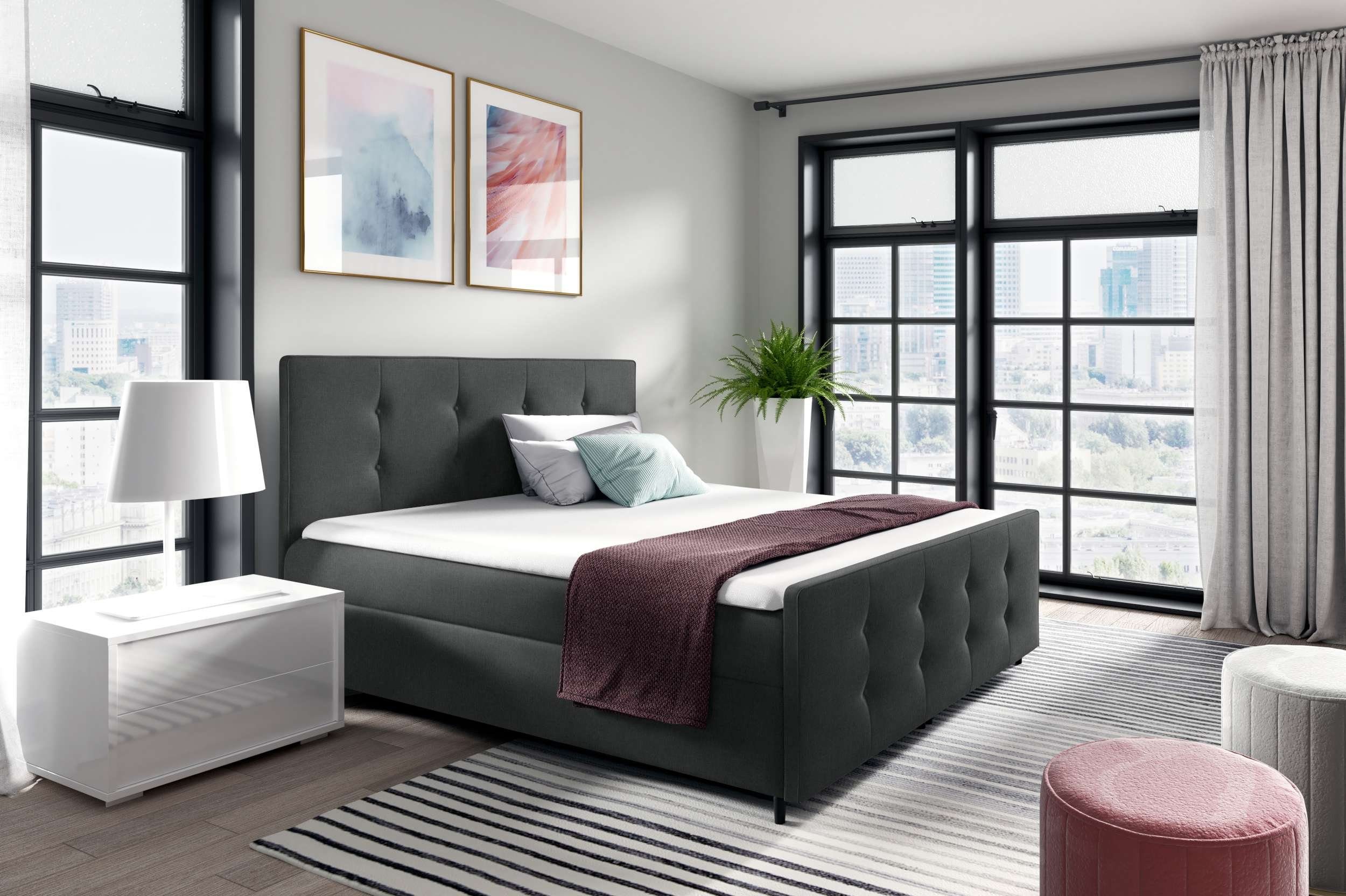 99rooms Boxspringbett Primo (Schlafzimmerbett, Bett), 120/140/160/180/200x200, Bonellfederkern Matratze, Topper, Bettkasten
