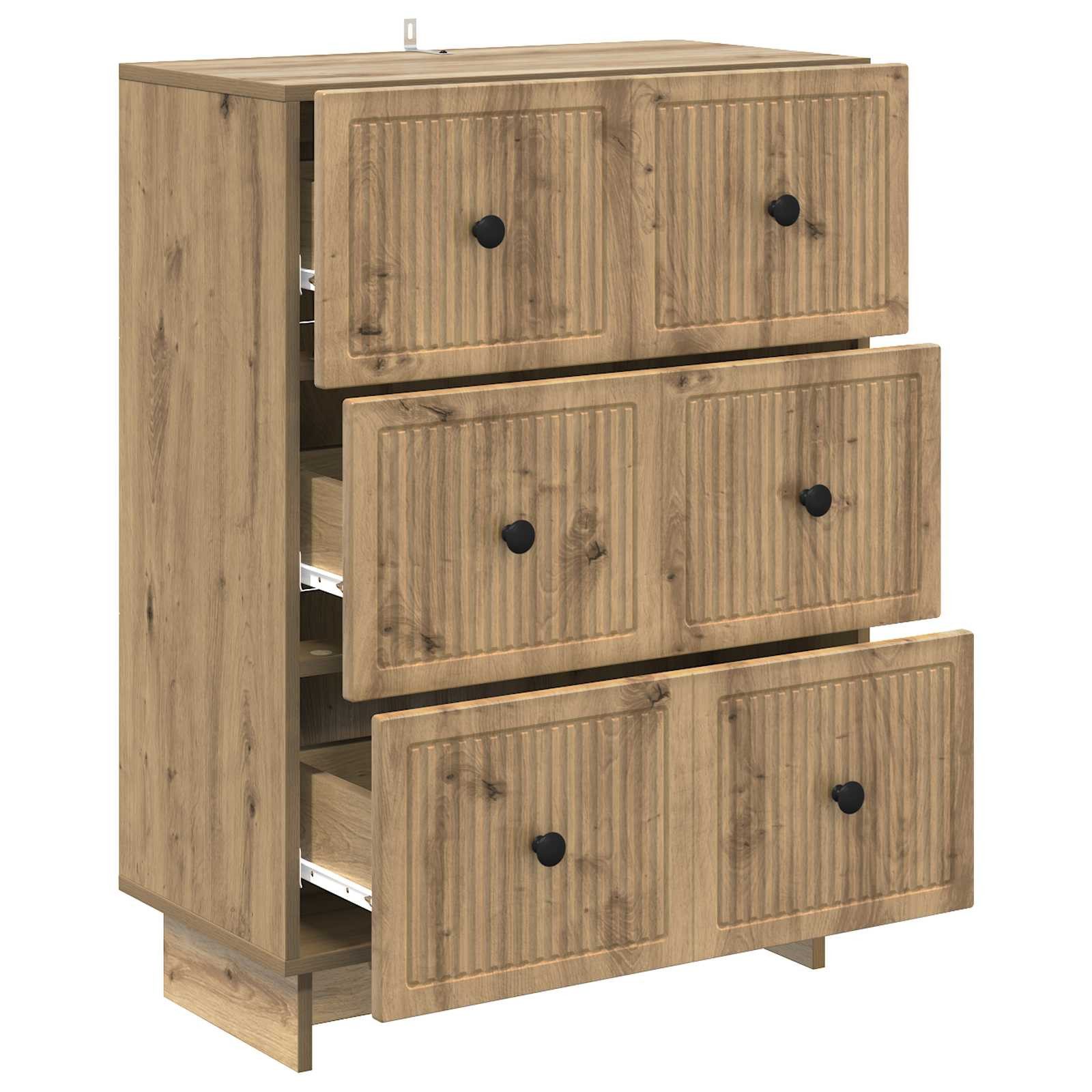 vidaXL Kommode 66 x 34,5 x 90 cm Kommode Schubladenschrank Sideboard Artisan-Eiche 66