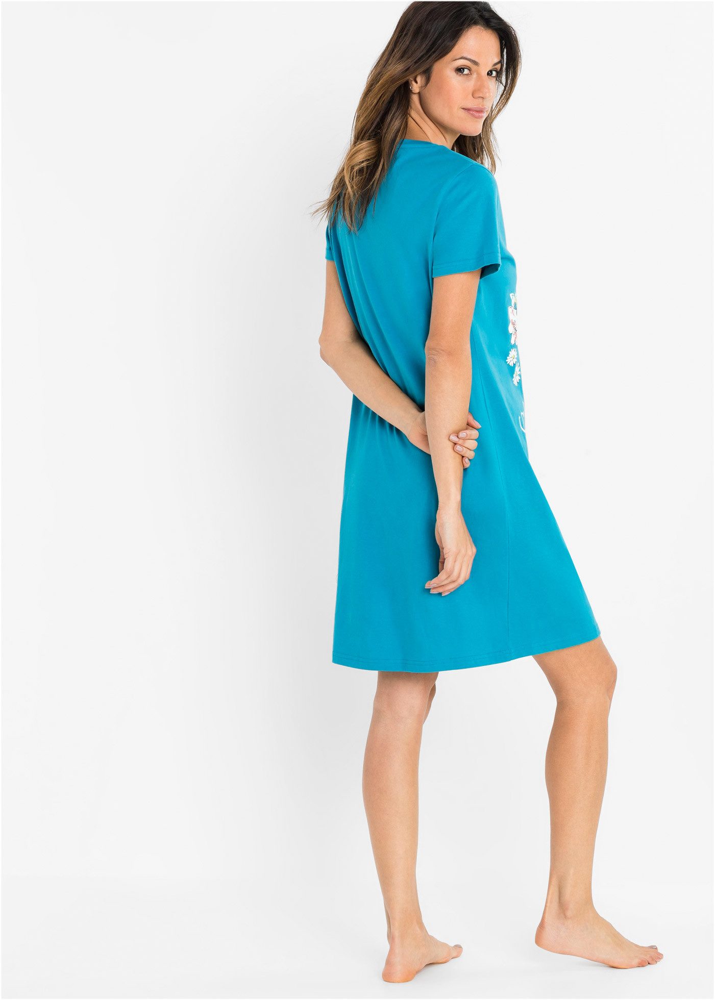 bonprix Nachthemd (Packung, 2-tlg) für entspannte Stunden zu Hause, aus Baumwolle, mit kurzem Arm