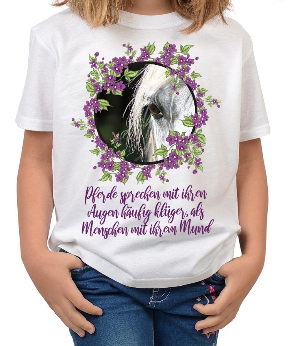 Tini - Shirts T-Shirt Mädchen Pferde Shirt Kinder Pferde Sprüche : Pferde sprechen - Augen