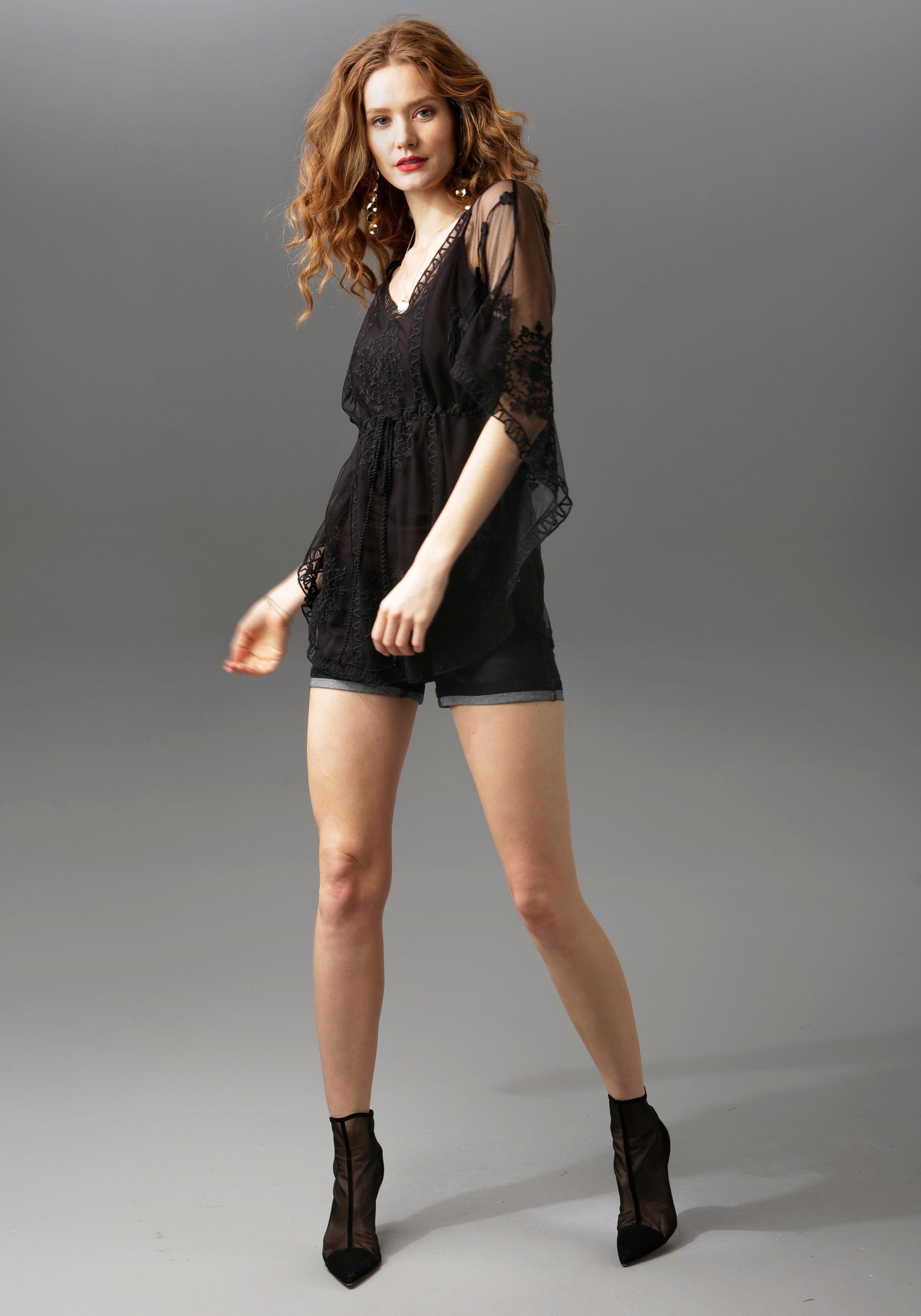 Aniston CASUAL Jeansshorts mit black Abriebeffekte leichten