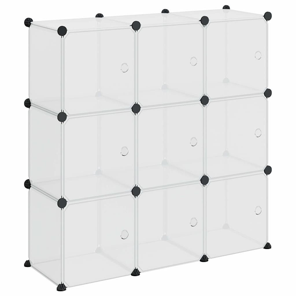 vidaXL Schuhregal Aufbewahrungswürfel-Organizer mit 9 Würfeln und Türen Transparent PP, 1-tlg.