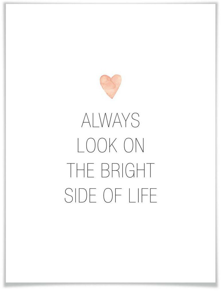 Wall-Art Poster Bright side of life, Schriftzug (1 St), Poster, Wandbild, Bild, Wandposter