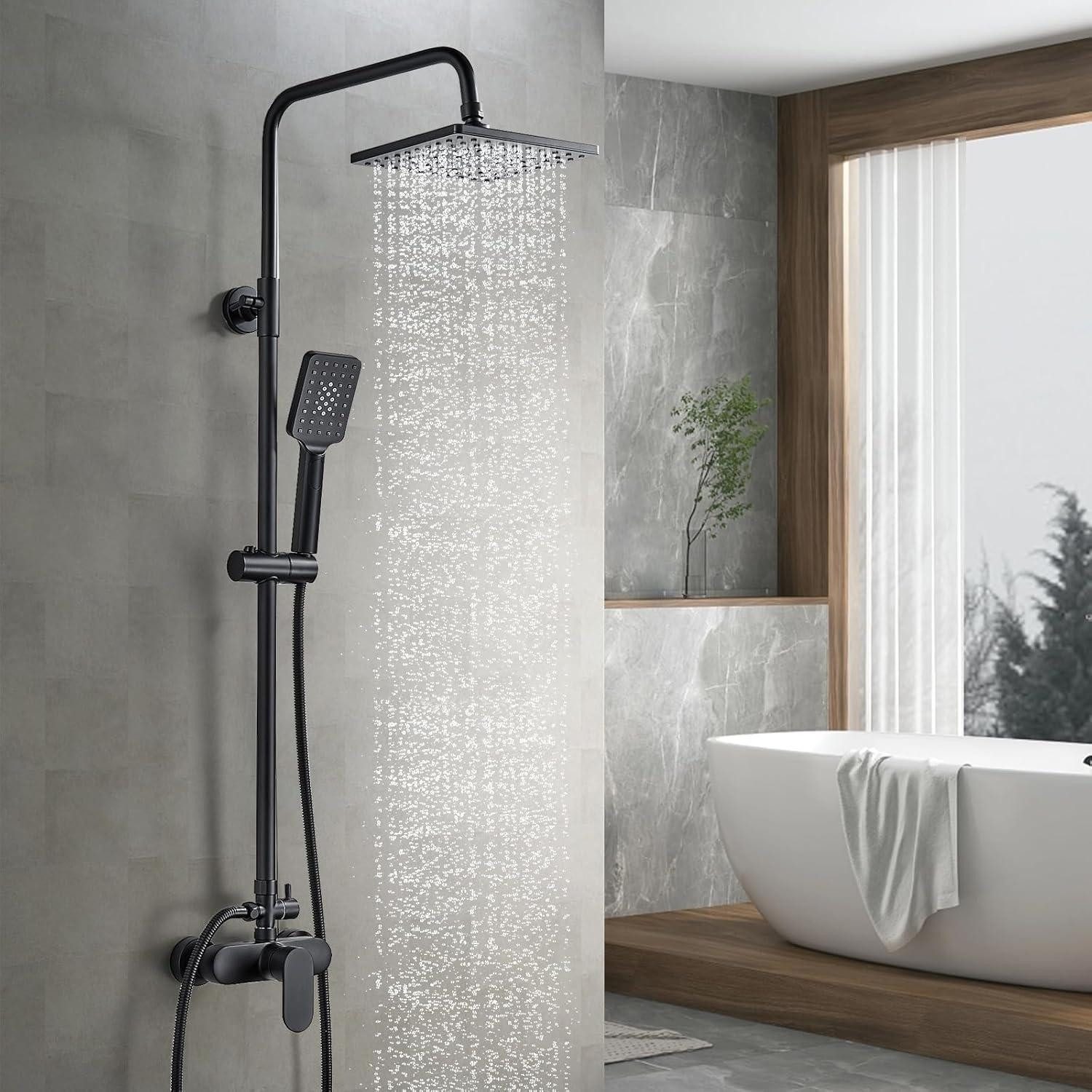 LuxusKollektion Duschsystem Duschsystem Duscharmatur Regendusche Kopfbrause Duschset Schwarz, Höhe 8 cm