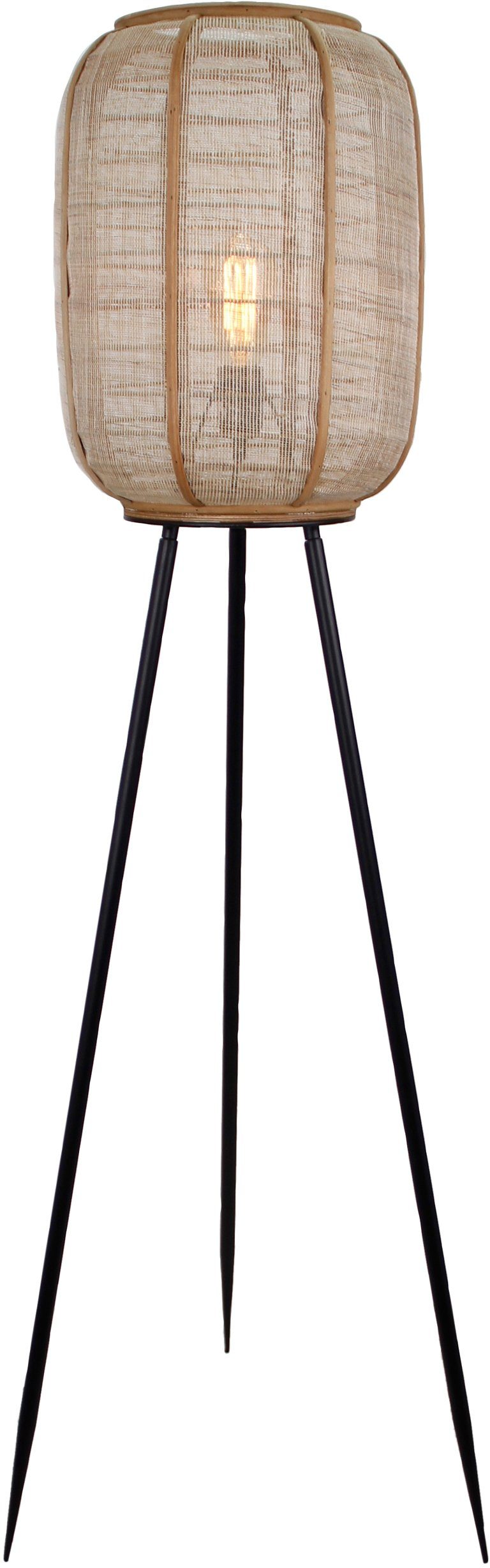 Holz Schirm Textil Leuchtmittel, und Höhe, ohne Standleuchte Home affaire 1,34m Stehlampe Rouez, aus mit dreibeinige