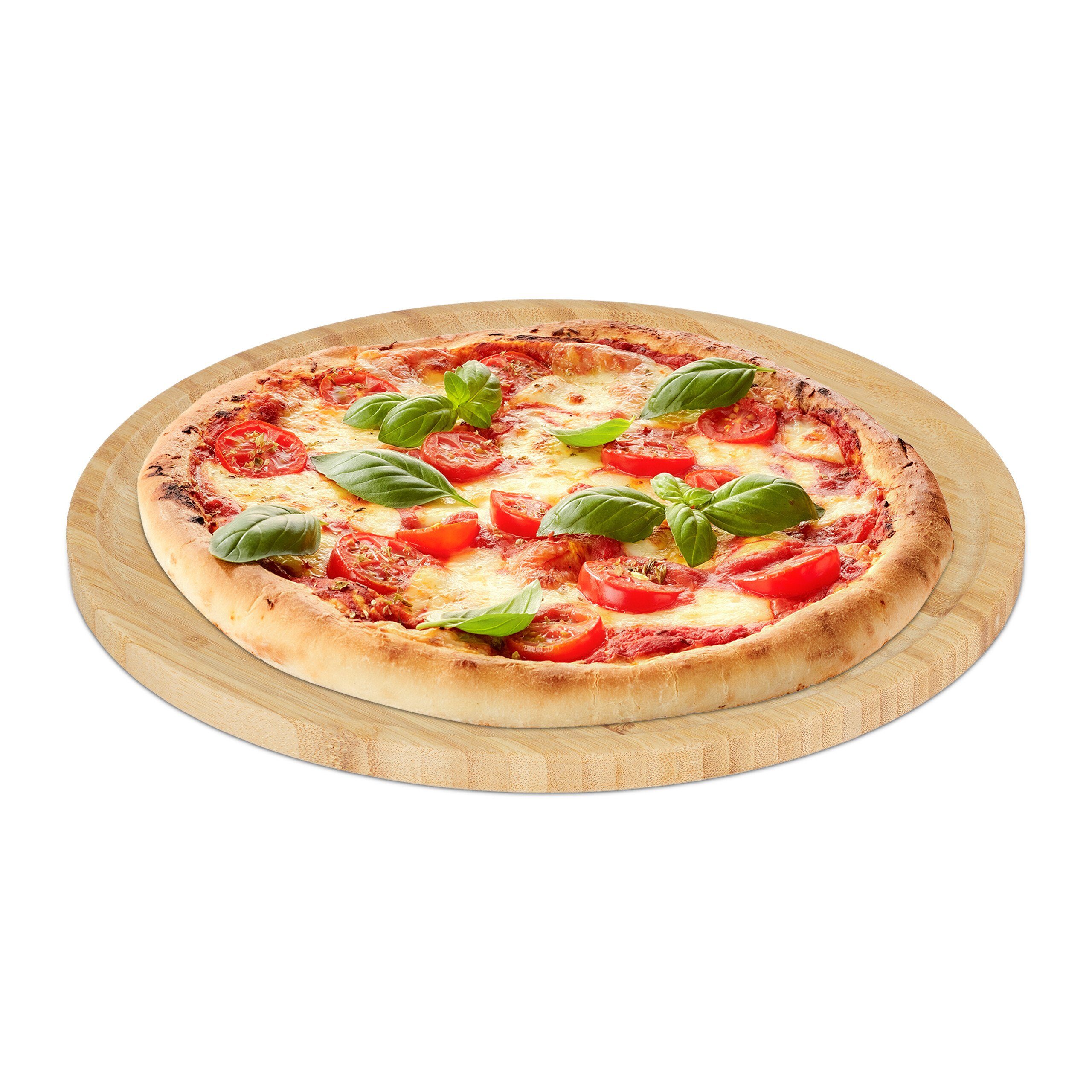 relaxdays Pizzateller Bambus 32 Pizzateller cm