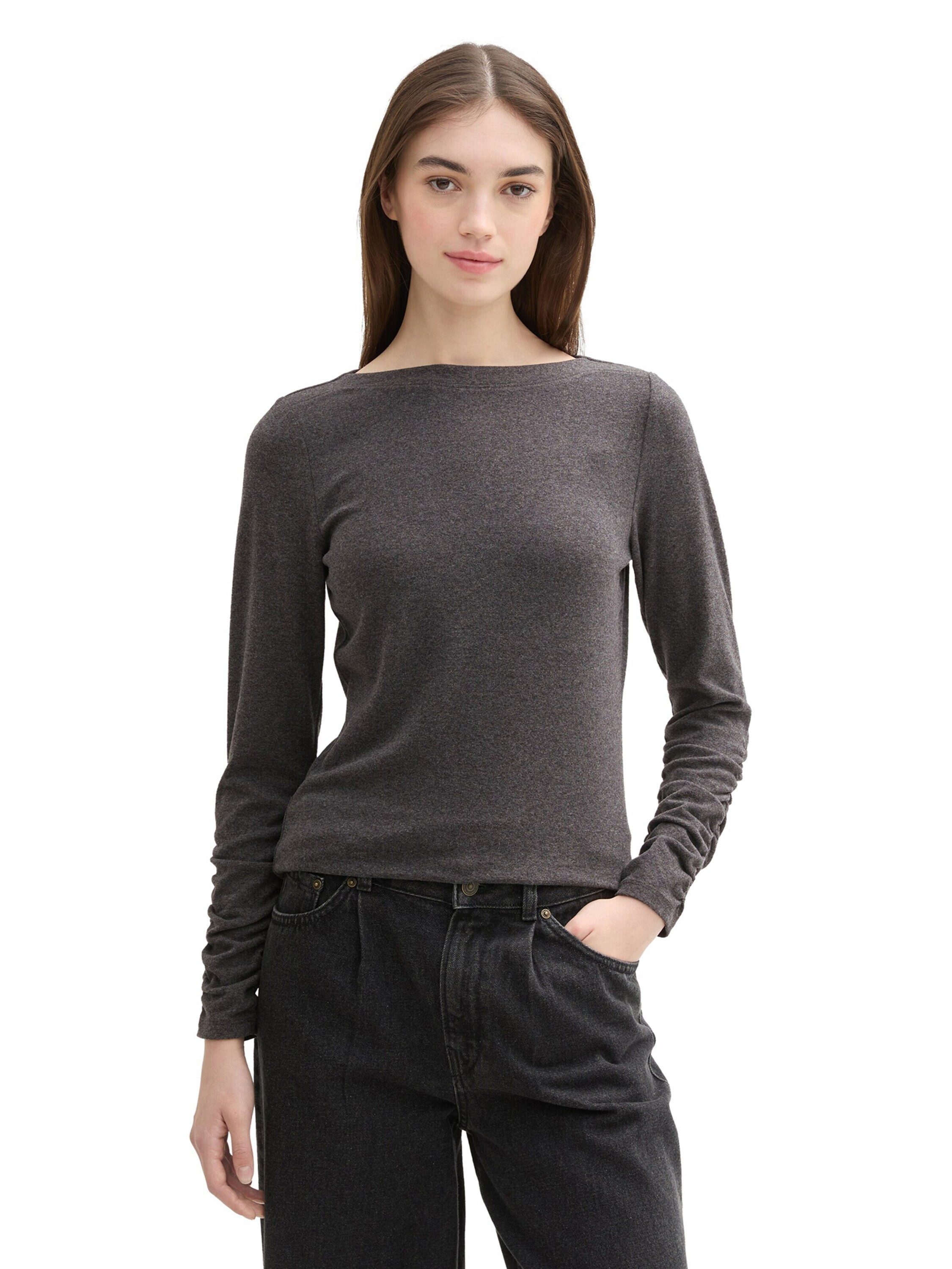 TOM TAILOR Denim Langarmshirt (1-tlg) Drapiert/gerafft