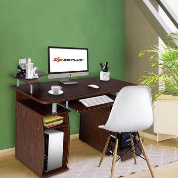KOMFOTTEU Computertisch Schreibtisch, mit Tastaturauszug, 120x55x76cm, Braun