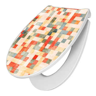 banjado WC-Sitz Motiv Mosaik Rot (umweltfreundliches Material & Take-Off Technologie, Softclose Absenkautomatik), 45 x 38,4 x 4,2cm