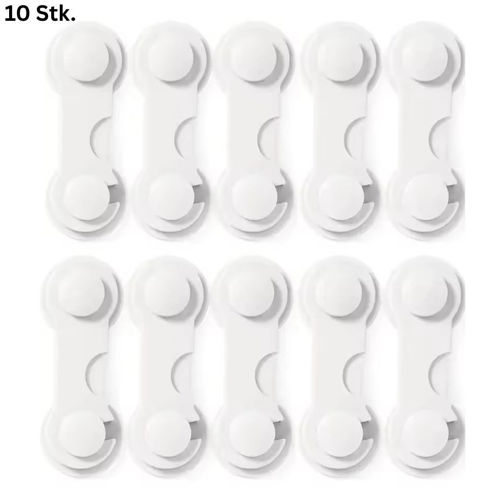 Montegoni Kindersicherung 10er Baby Schrankschloss Kindersicherung Tür Fenster Schublade, Selbstklebend, ohne Bohren, flexibel einsetzbar, kindersicher