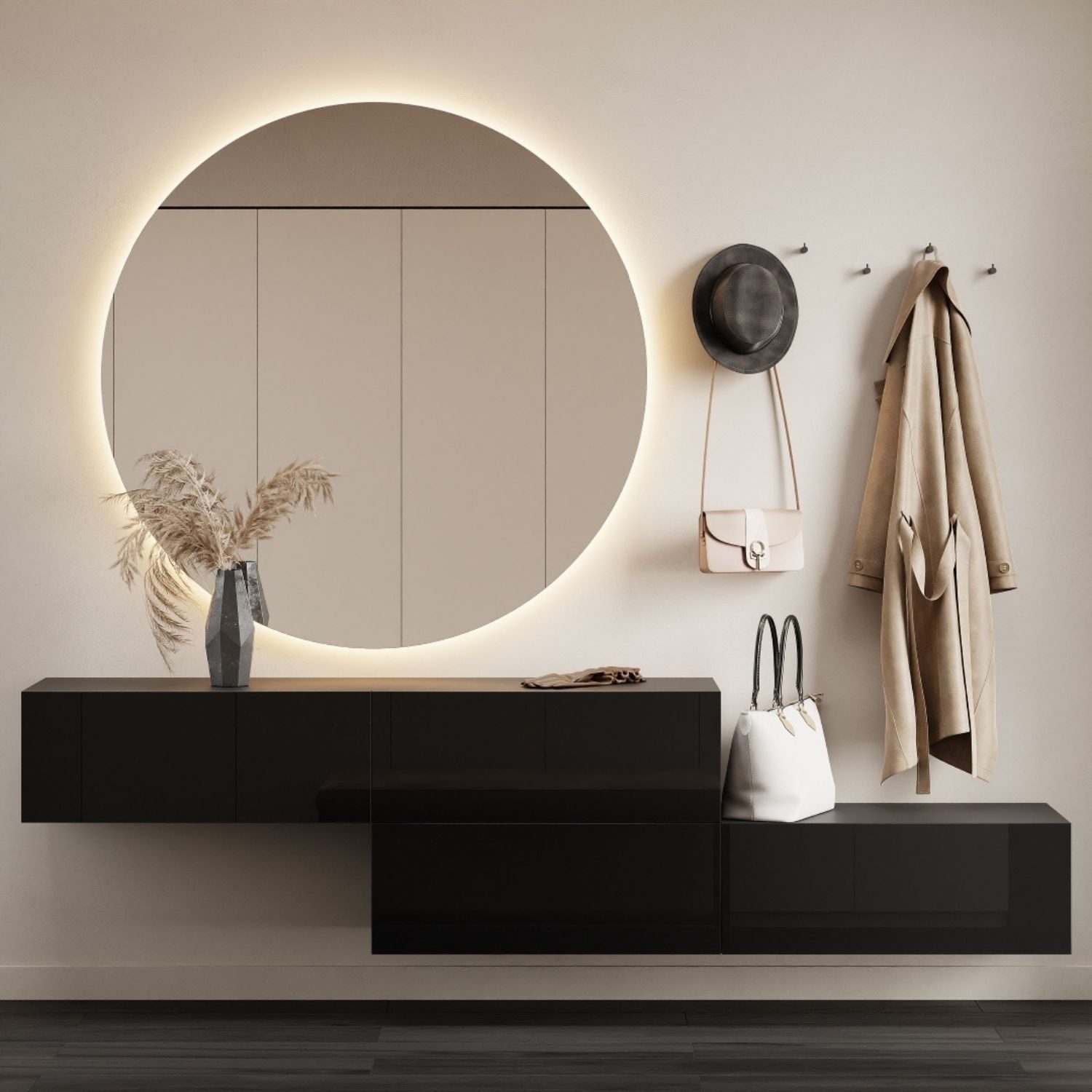 Planetmöbel Garderobenschrank Kompaktgarderobe Wandschrank 320 cm (schmaler Flurschrank mit Stauraum, 2-St., Flurgarderobe mit Soft-Open Funktion) Flurkommode vielseitig kombinierbar, 2x 160 cm