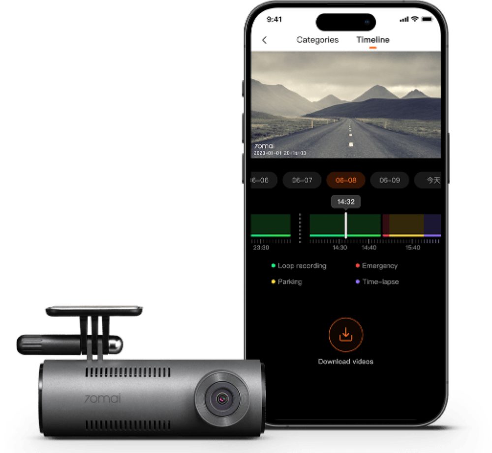 70mai M310 Dashcam (2K QHD, WLAN (Wi-Fi), FOV 130°/ F2.0, G-Sensor, App-Steuerung)