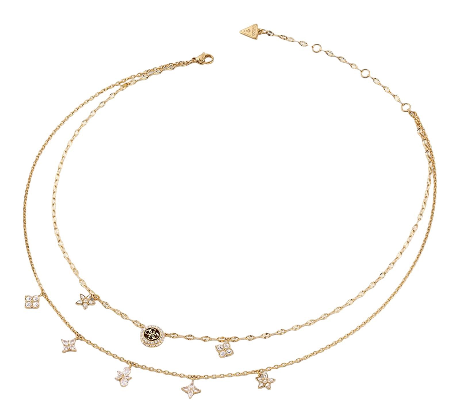 Guess Gliederkette 16-18" Two Rows Flowers Necklace