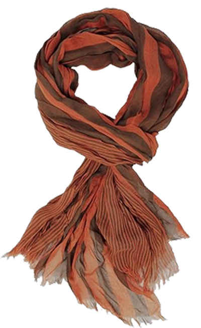Rotfuchs Modeschal Baumwollschal Knitterlook streifen Muster in orange braun Dünn