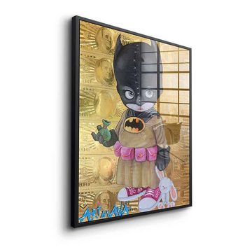 DOTCOMCANVAS® Acrylglasbild Batman Money Kid - Acrylglas, Acrylglasbild Batman Money Kid Gold Geld hustle Comic Cartoon Stil