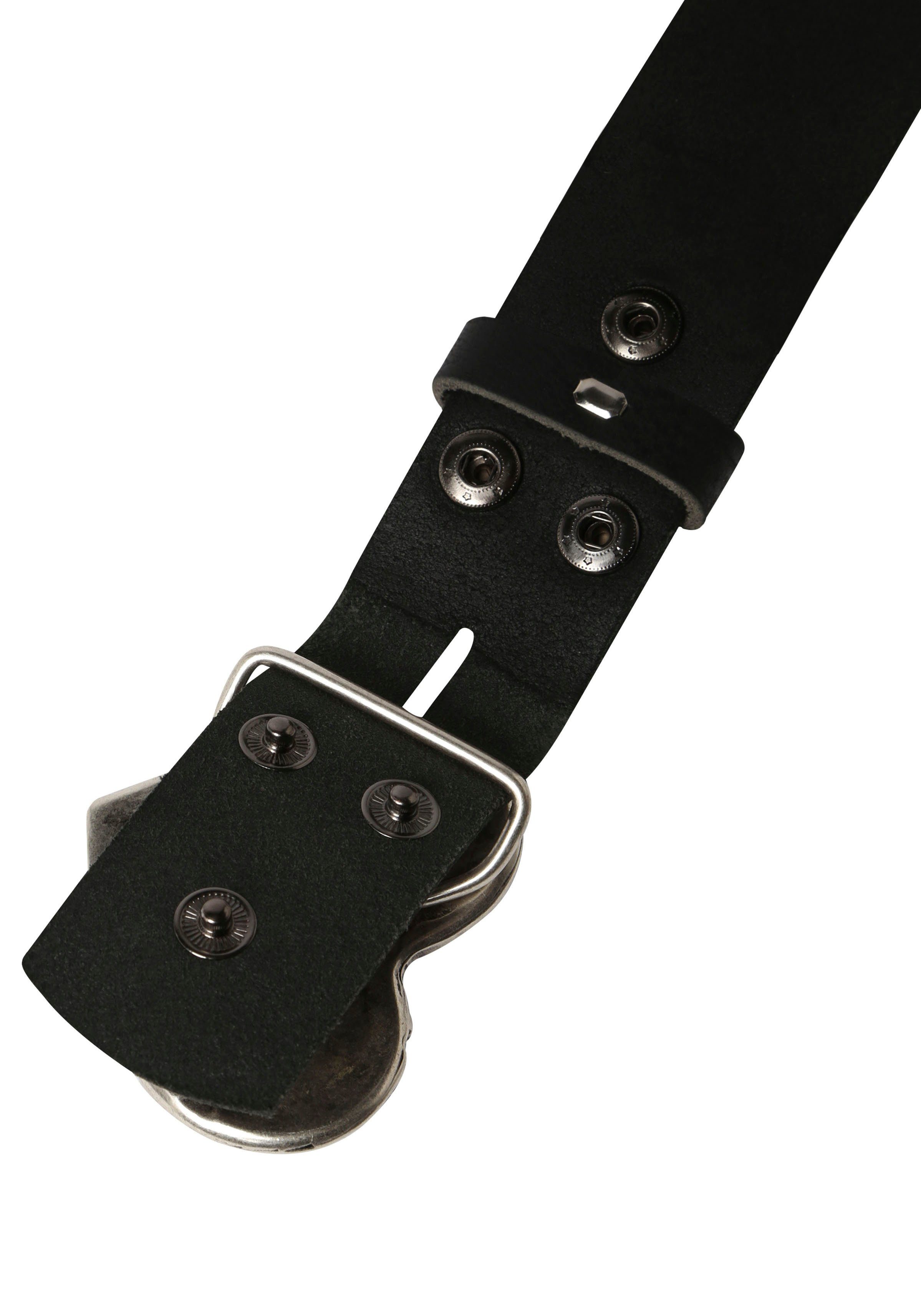 Rettungsring Gürtel Ledergürtel »Wasserbüffel Schwarz«, mit austauschbarer Schließe »Rosenherz Halb«