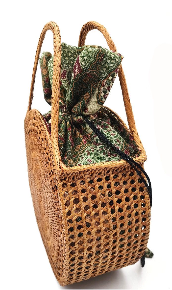 Der Trachtler Basttasche Korbtasche Bali Bag mit Stoffeinsatz, handgefertigt in Bali – Bild 5 von 5