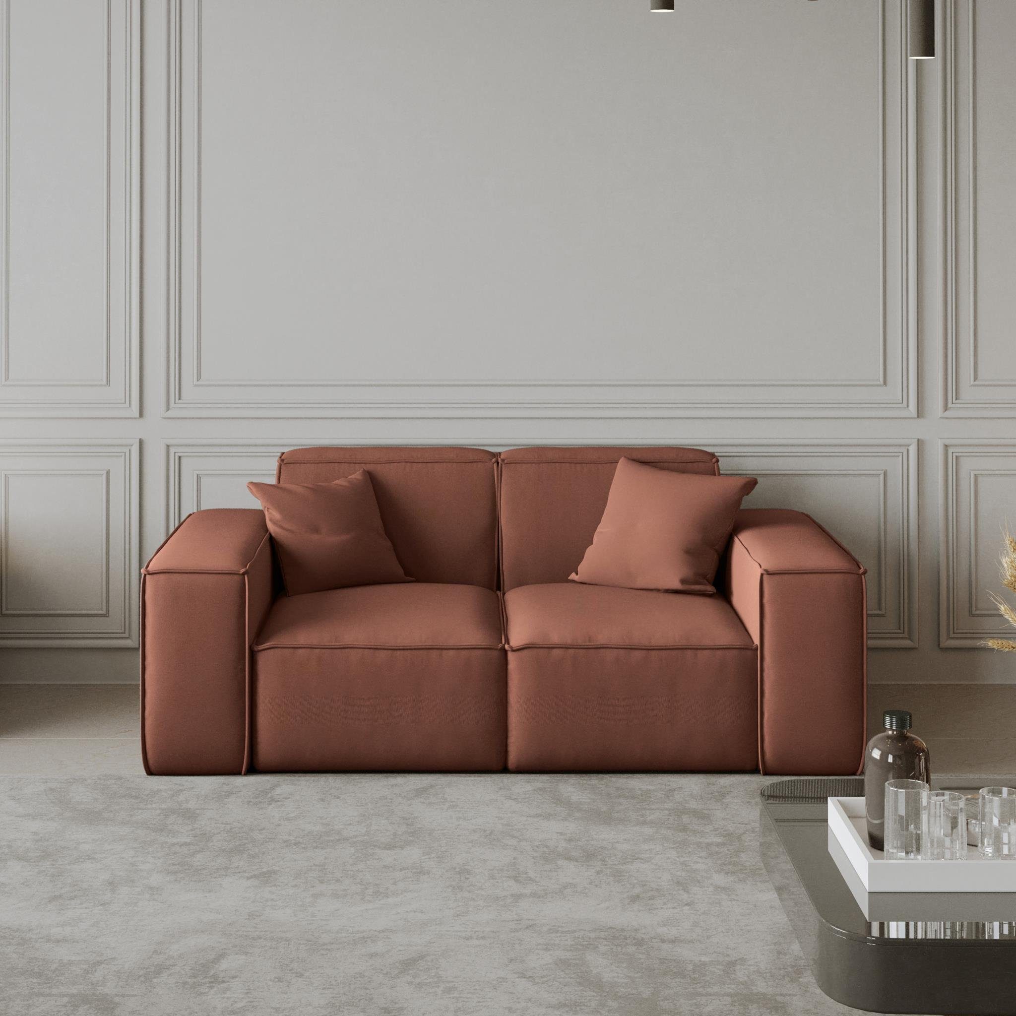 Stil, 2-Sitzer Sofa Beautysofa Zweisitzer Lugano, inlusive Cordstoff Velourstoff, aus oder Armlehnen Wellenfedern, modernes im mit Breite Sofa