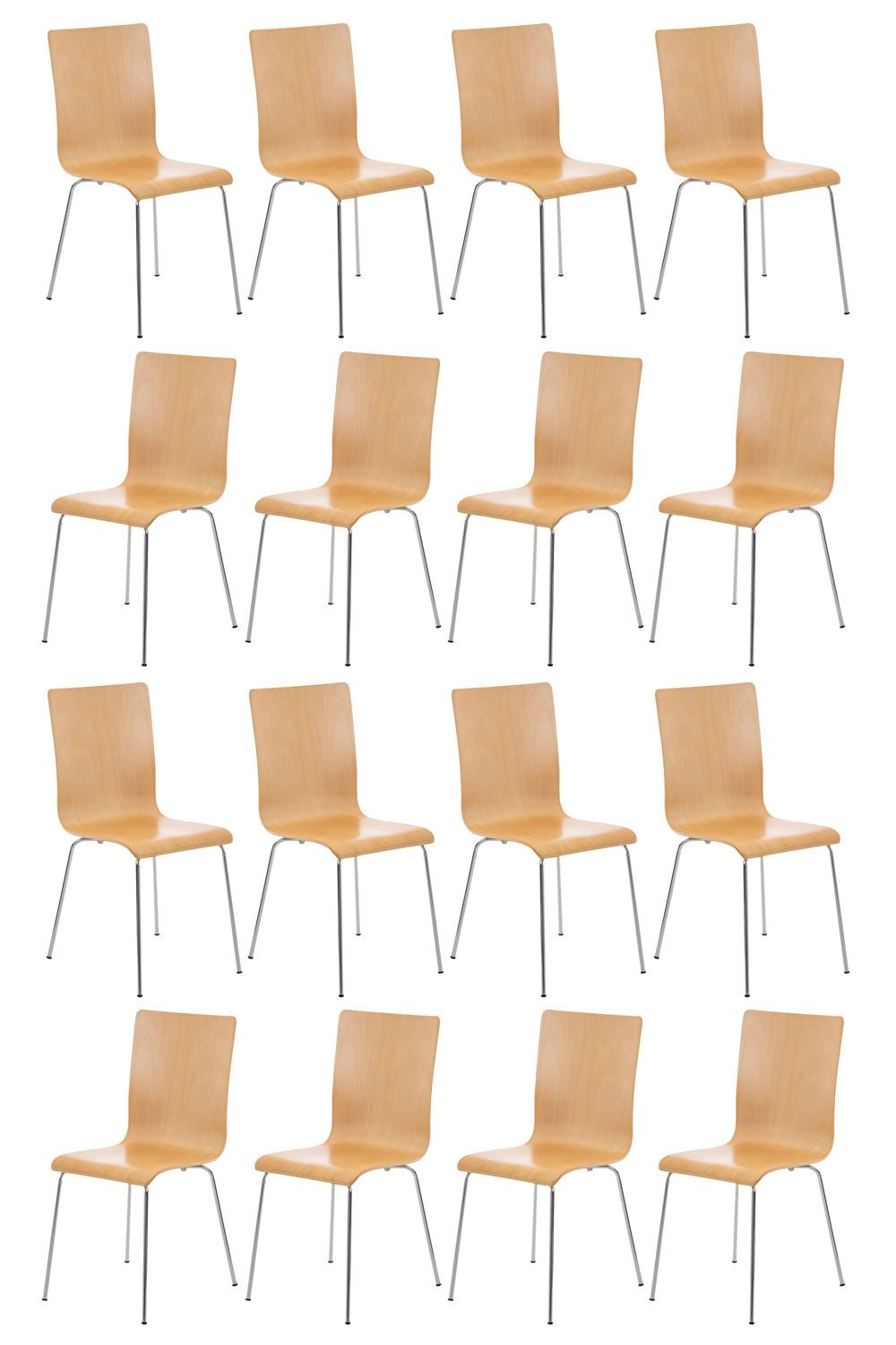 CLP Besucherstuhl Pepe Holzsitz (16er Set), Metallgestell