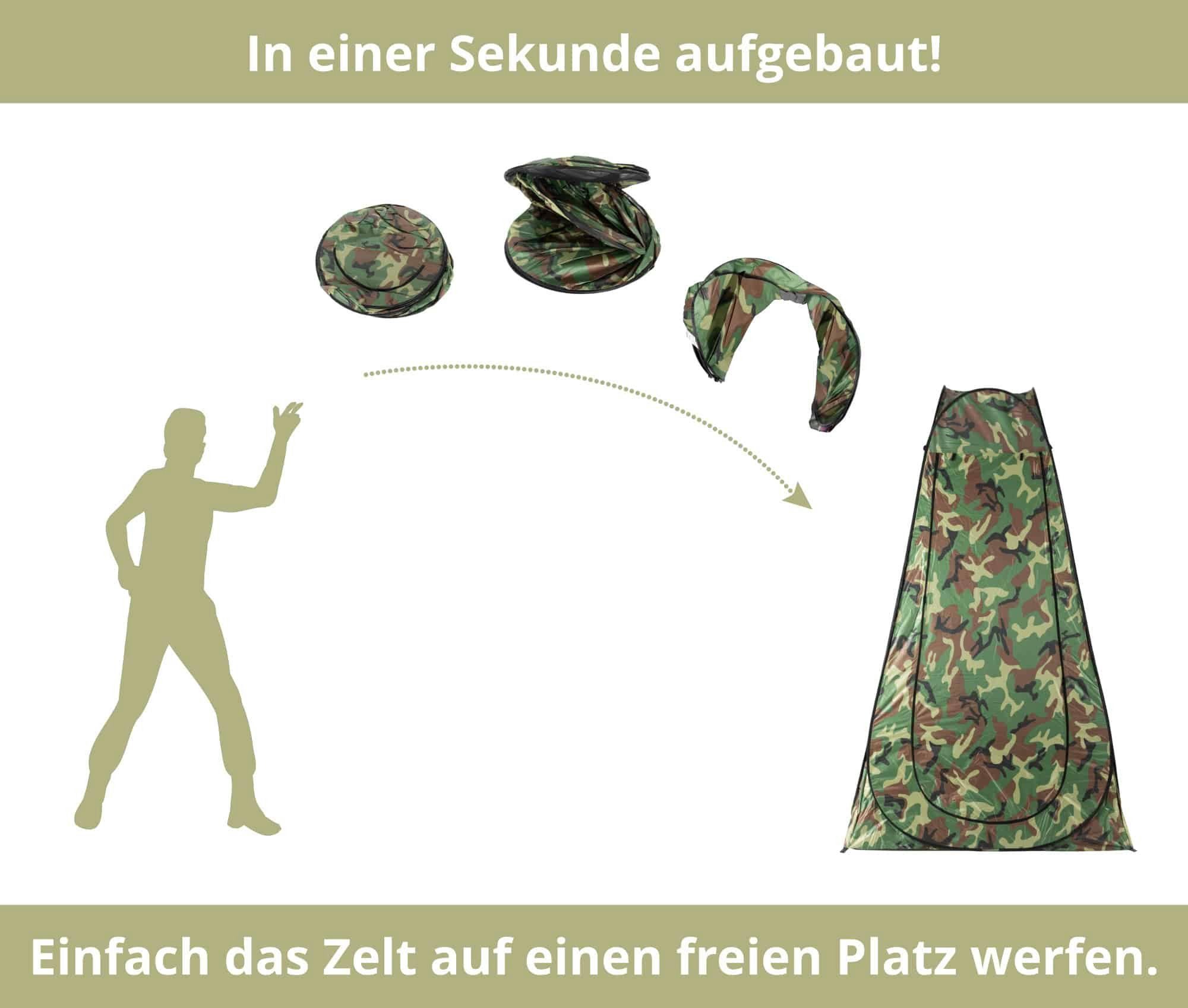 Stagecaptain Wurfzelt TZC-190 Quixie Camouflage Pop-up Toilettenzelt, Personen: 1 (inkl. praktischer Tragetasche), für viele Outdoor-Anwendungen wie z.B. als Du – Bild 4 von 5