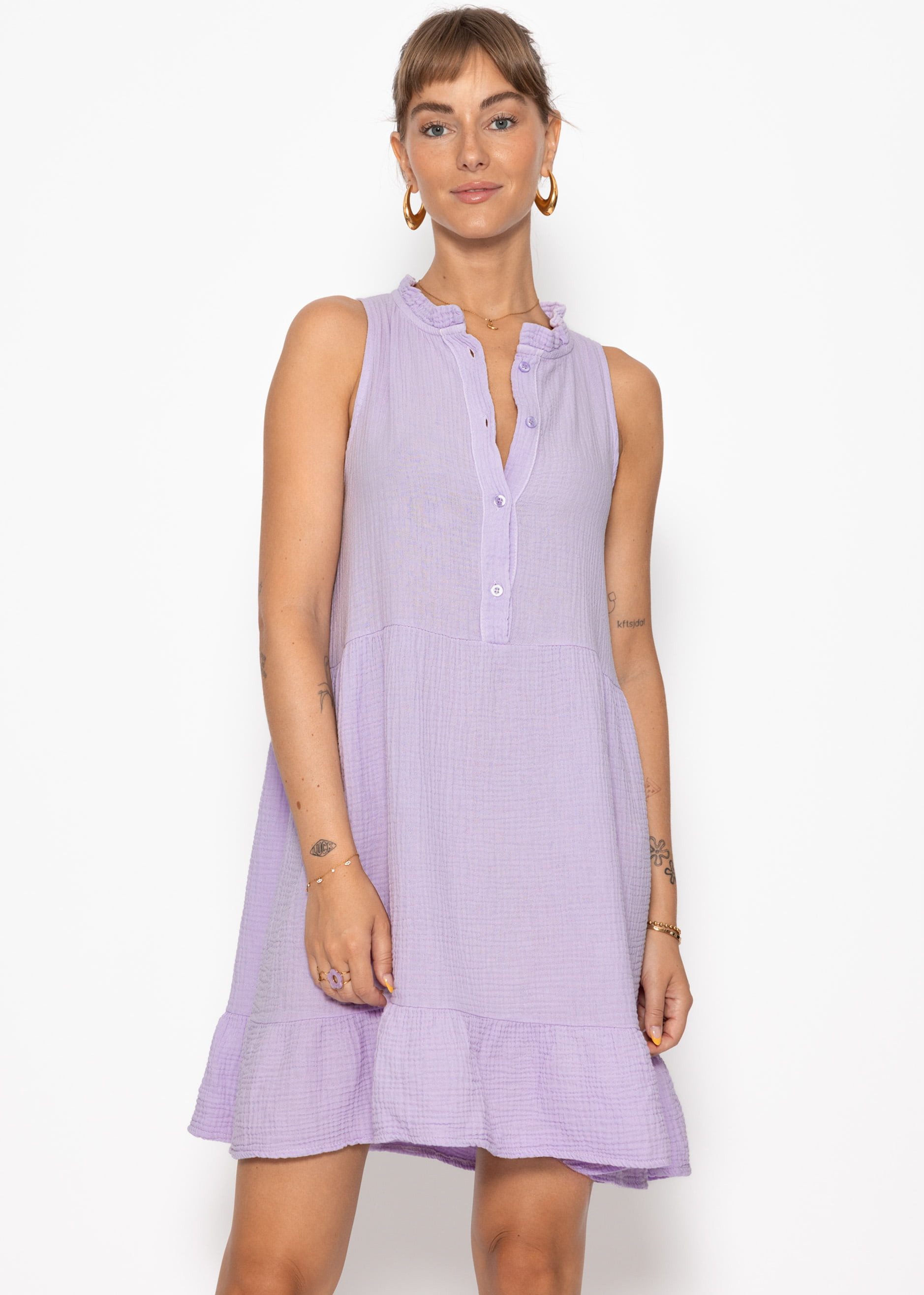 SASSYCLASSY Minikleid Ärmelloses Kleid mit Volants günstig online kaufen